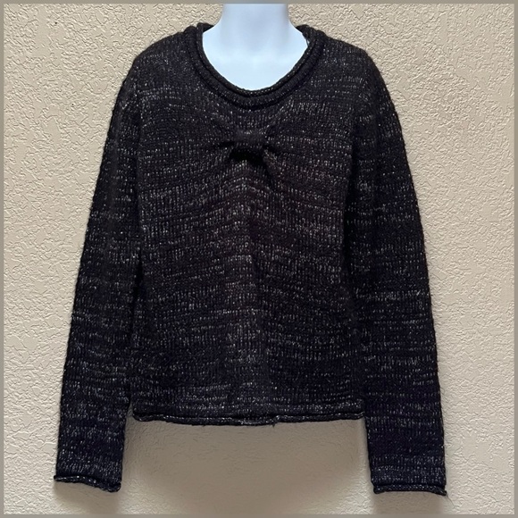 Kidpik Girl Lurex Bow Front Sweater Black Color Size S 7/8 - Picture 2 of 4